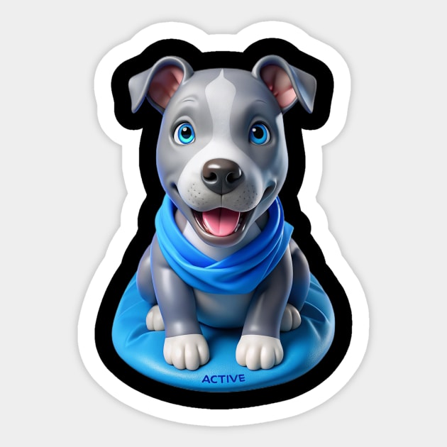Adorable American Bluenose Pitbull Puppy Cartoon | Cute Dog Lover Gift Sticker by IamActiveDog
